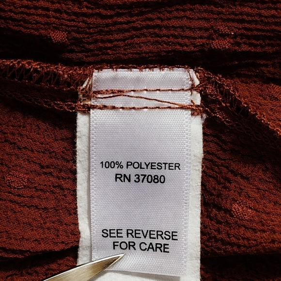 C Est. 1946 2X Rust Smocked Neck Sheer Blouse | Ruffle Sleeve Romantic Top - Picture 5 of 5